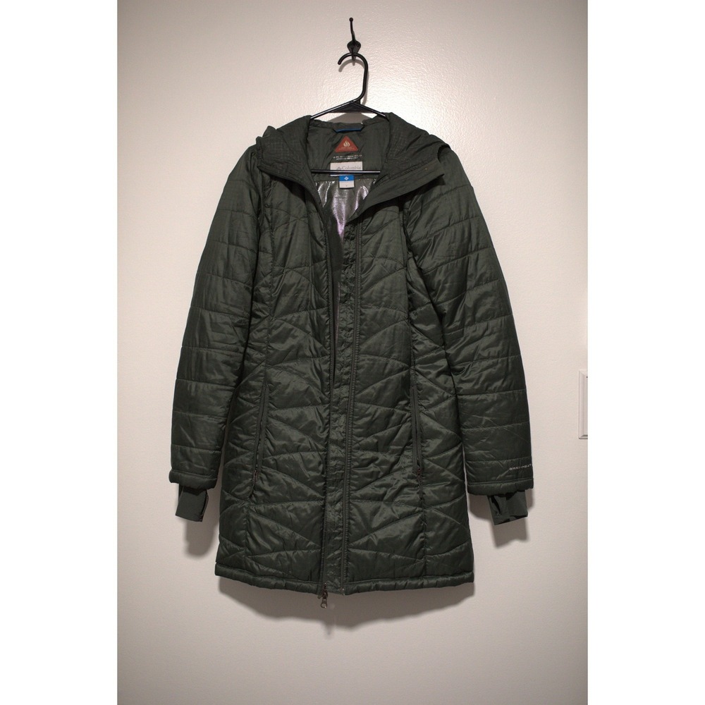 Columbia Mens Small Green Insulated Quilted Puffer Jacket Hooded